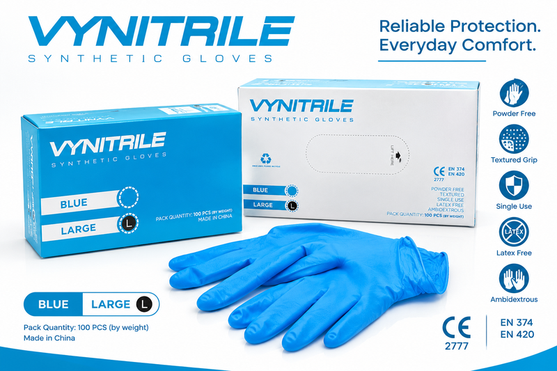 VYNITRILE Synthetic Gloves – Blue, Large