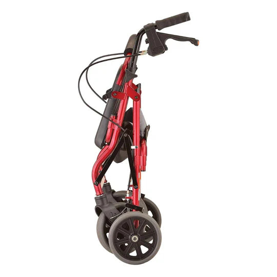 8' Inches Wheels Light Weight Aluminum Rollator, Red For Elderly Basket