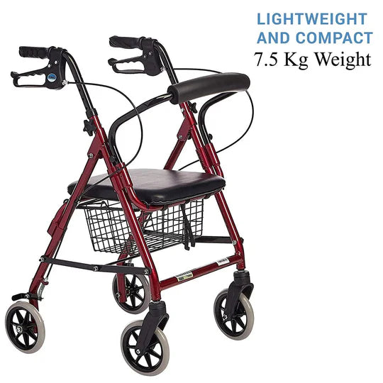 4 wheels Lightweight and Foldable Rollator for Disabled and Elderly with open basket