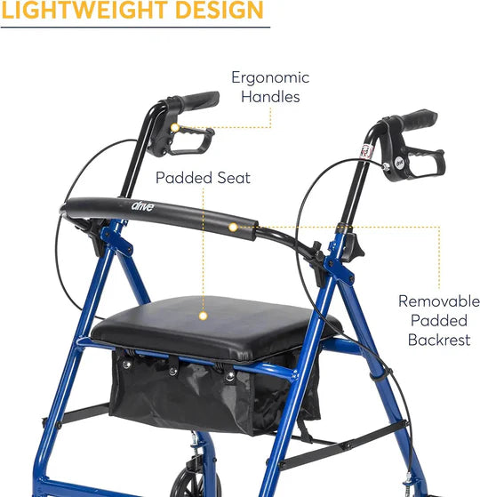 4 wheels Lightweight and Foldable Rollator for Disabled and Elderly