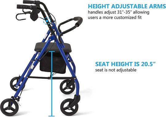 4 wheels Lightweight and Foldable Rollator for Disabled and Elderly