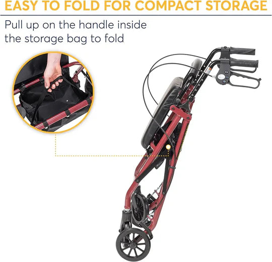 4 wheels Lightweight and Foldable Rollator for Disabled and Elderly