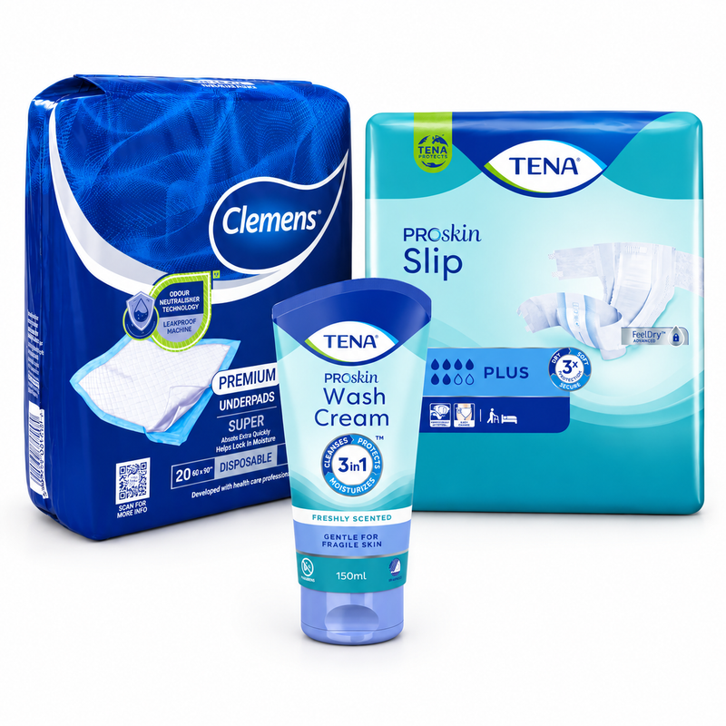 TENA ProSkin XL Incontinence Bundle with Underpads & Wash Cream | DAATS