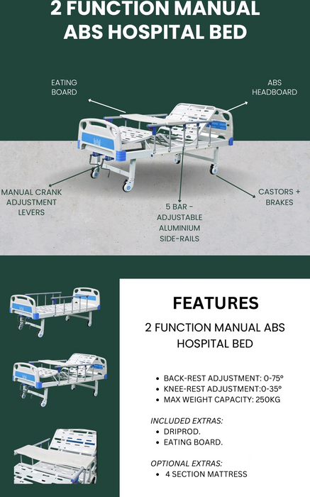 2 Crank Hospital Bed with Driprod