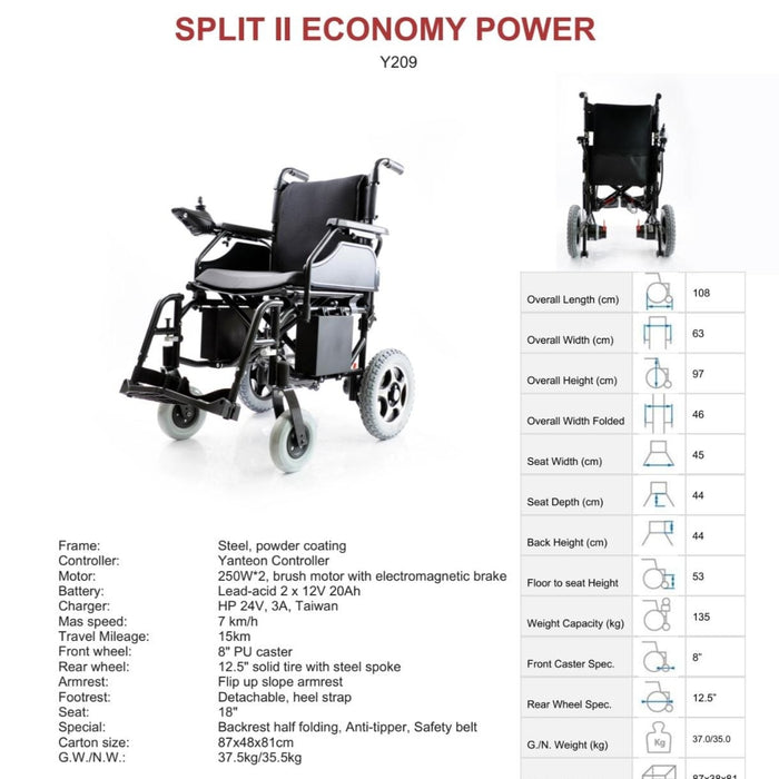 Split II Economy Folding Electric Wheelchair