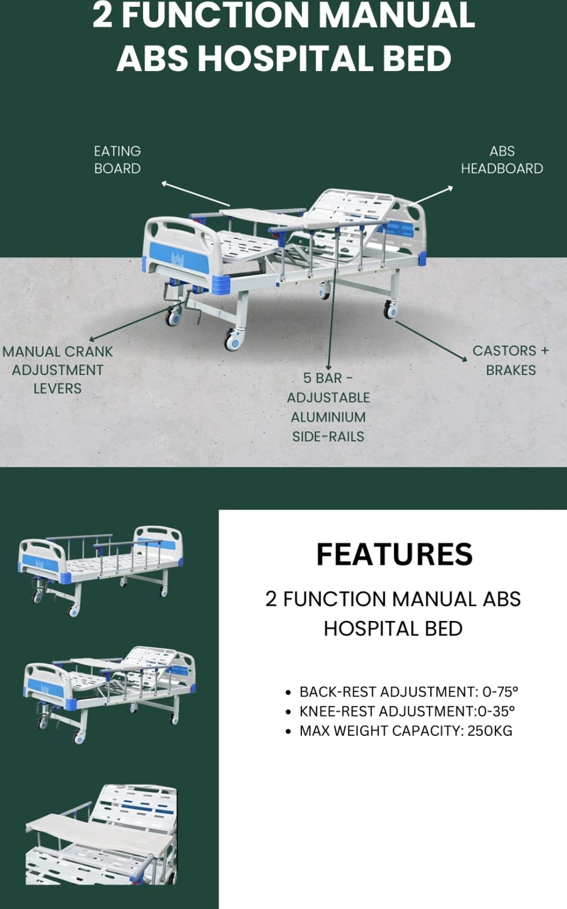 2 Crank Hospital Bed with Driprod